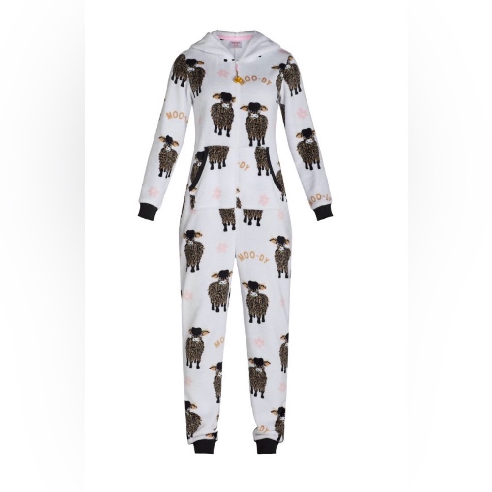 Just a Lil Moo-dy Highland Cow union Jumpsuit Pajamas 2X Women / Teen